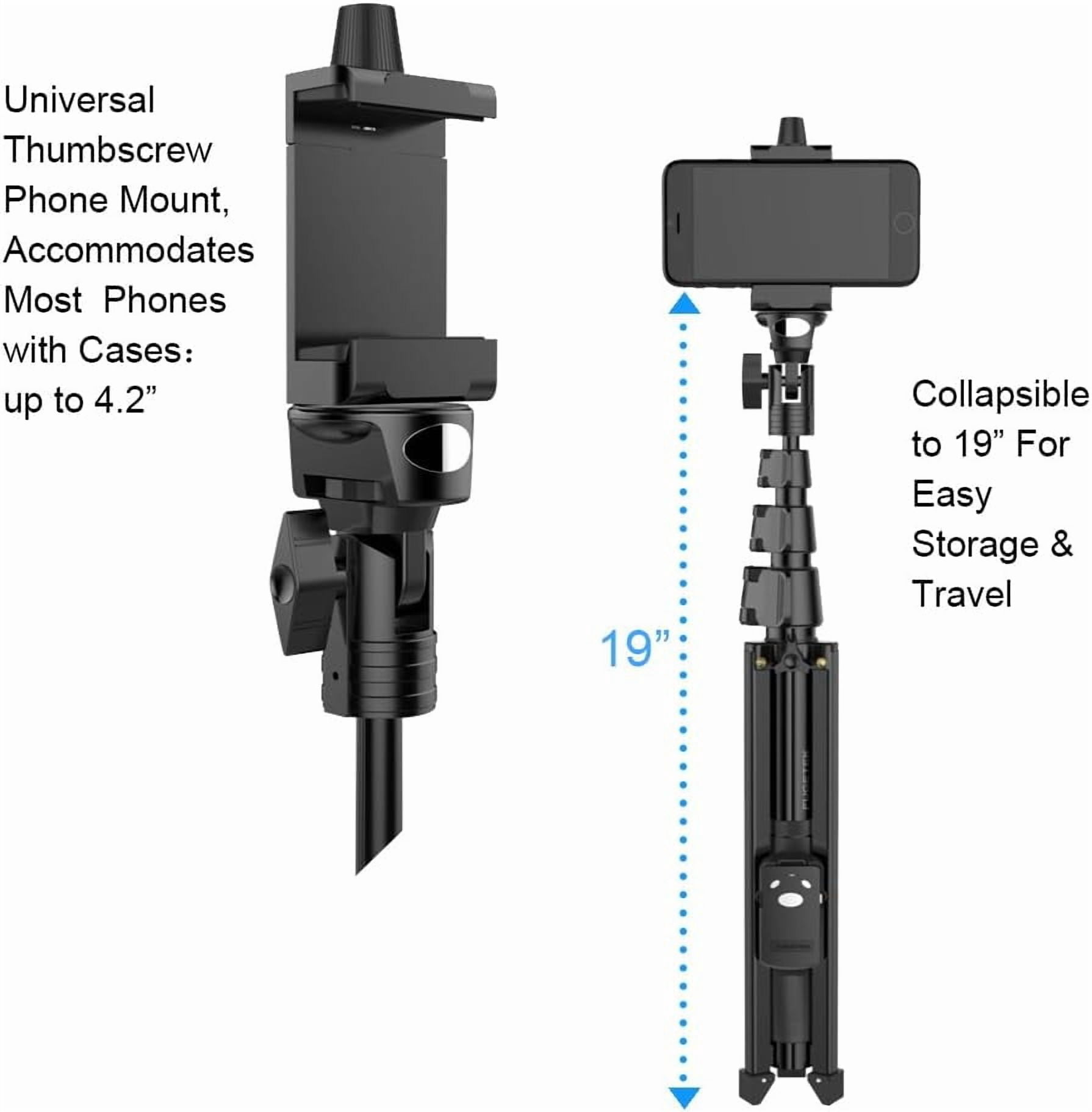 51" Professional Selfie Stick Tripod, 100% All Aluminum & Legs, Lightweight, Detachable Bluetooth Remote, Portable in One, Compatible with iPhone Android, Non Skid Feet, Black