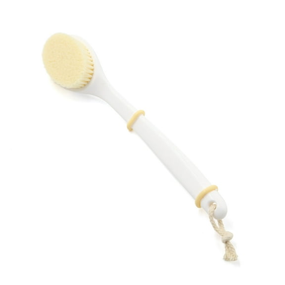 REGALWOVEN White Soft Nylon Bristle Long Handle Bath Brush Body Massging Srubber
