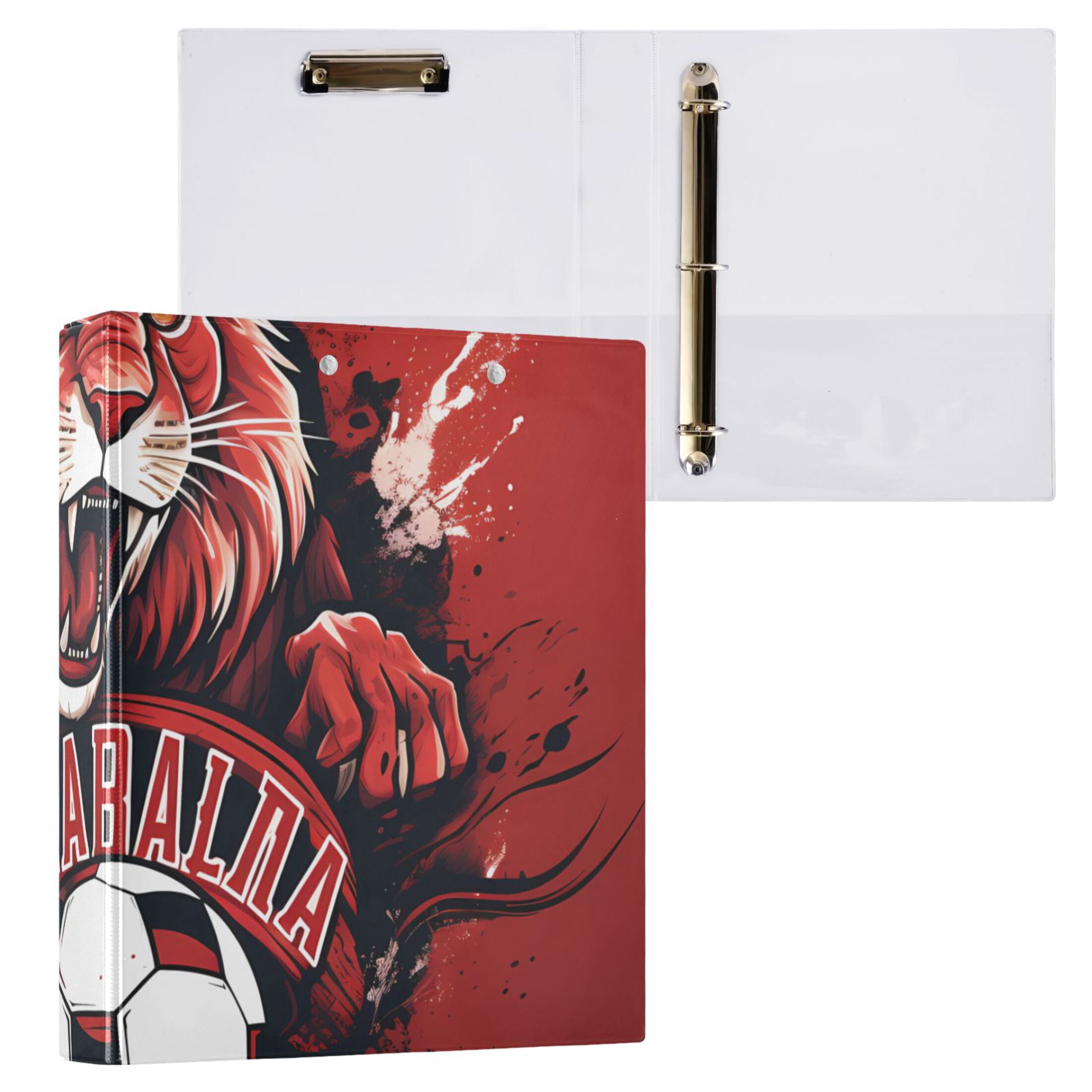 Lion Football 3 Ring Binders 1.5 inch Hardcover File Folders with Interior Pockets A4 Size Organizer for School Office Hospital Set of 2