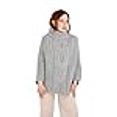 thumbnail image 3 of SAOL 100% Merino Wool Cable Knit Ladies Poncho Sweater (Grey), 3 of 4
