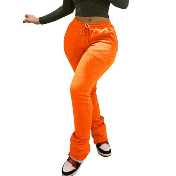 Multitrust - Multitrust Women Ruched Pants Elastic Sweatpants with Pockets Stacked Bottoms