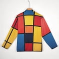 thumbnail image 6 of Mondrian Inspired Men's Stand Collar Sweater Long Sleeve Clothing Loose Fit Sports Sweater, 6 of 8