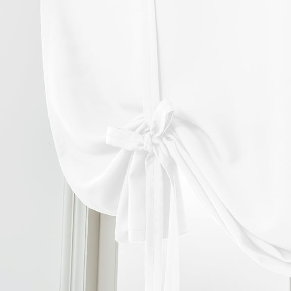 Namzi 1PC White Blackout Curtain, Tie Up Curtain with Rod Pocket, Kitchen/Bathroom Curtain Window Valance, 102*160cm for Home Window Decor