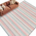 thumbnail image 2 of 5'x8' Area Rugs, Pink Blue Gray Indoor Outdoor Area Rug for Living Room Bedroom, Beige Vintage Simple Abstract Stripes Washable Bathroom Rugs Kitchen Floor Carpet Mats Home Decor Aesthetic, 2 of 8