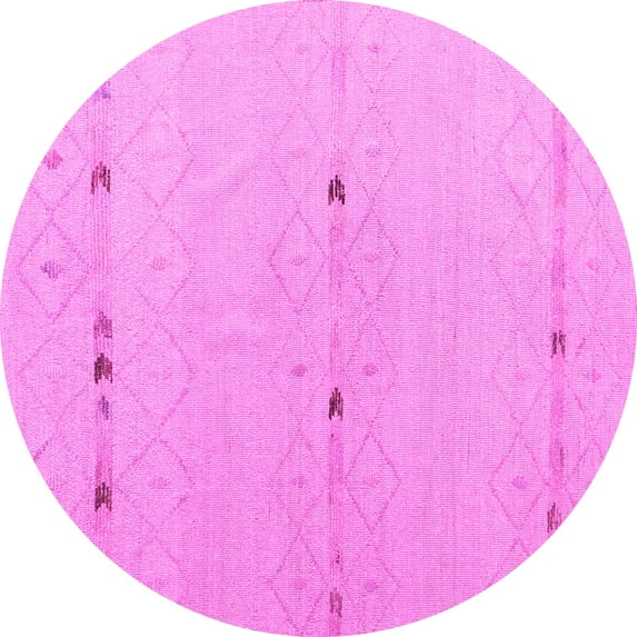 Ahgly Company Indoor Round Solid Pink Modern Area Rugs, 7' Round
