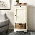 thumbnail image 2 of SAFAVIEH Raven Solid Tall Storage Unit with Pullout Table and Basket, Distressed Cream, 2 of 12