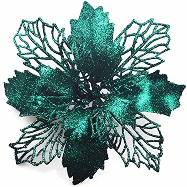 Vacaciones de Navidad Poinsettia Flowers Artificial Glitter Poinsettia Flores de boda Decoración Adornos para árboles de Navidad