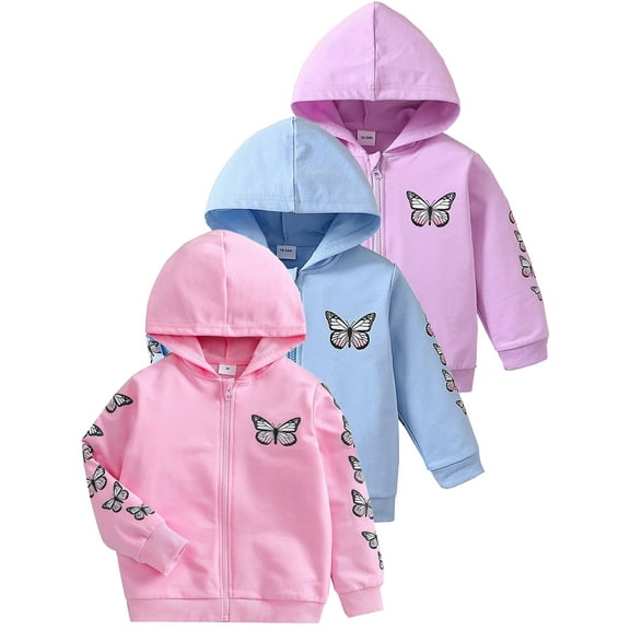 ATAIKU 1-6T Toddler Kids Cotton Zip-Up Hoodie Sweatshirts Girls' Butterfly Jacket