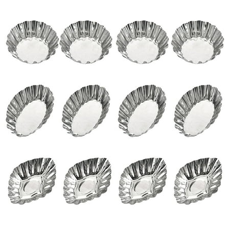 

12pcs Egg Tart Molds Stainless Steel Cake Muffin Molds Reusable Baking Molds