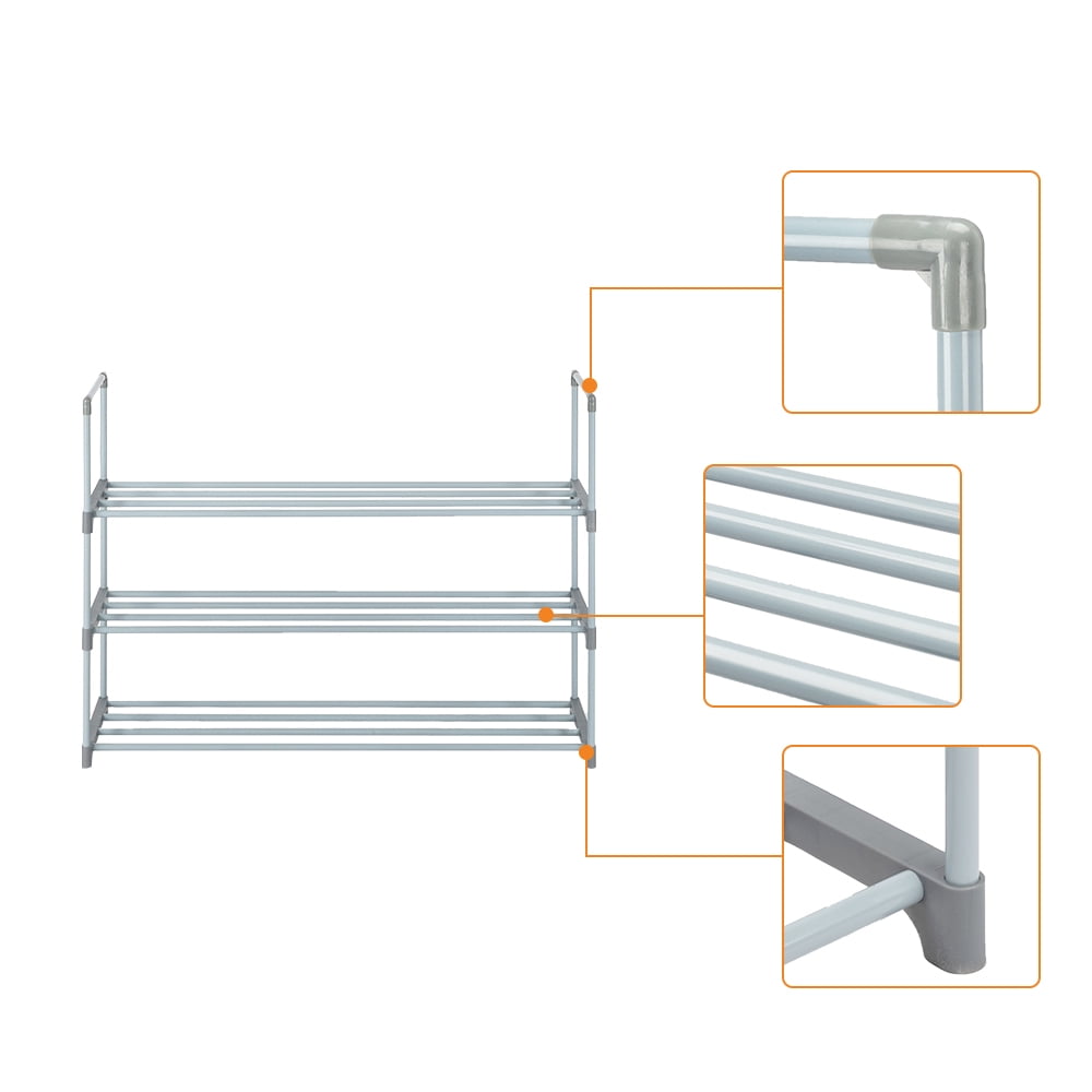 Lowestbest 3-Layer Shoe Rack, Metal Shoe Rack, Shoe Rack, Shoe Tower, Storage Rack, Stackable Bedroom, Entrance, Corridor, 15 Pairs of Shoes, Gray Lowestbest 3-Layer Shoe Rack, Metal Shoe Rack, Shoe Rack, Shoe Tower, Storage Rack, Stackable Bedroom, Entrance, Corridor, 15 Pairs of Shoes, Gray