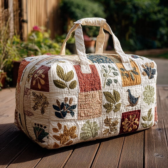 Blooming Whispers Quilted Duffle Bag, Quited Travel Tote Bag, Quited Weekender Travel Bag, Carry On Duffle