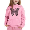 thumbnail image 4 of Telankuip Hoodies for Teen Girls Trendy Large Butterflies Graphic Preppy Kid's Sweatshirts Casual Loose Fit Comfort Long Sleeve Hooded Pullover Tops with Pocket Pink 8-9 Years, 4 of 4