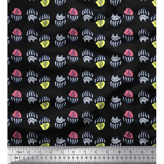 Soimoi Cotton Duck Fabric Footprint & Bear Animal Print Sewing Fabric Yard 56 Inch Wide