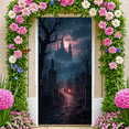 thumbnail image 3 of Gothic Design Halloween Banner Spooky Graveyard Full Moon Haunted Backdrop for Halloween Party Decoration Night Event, 3 of 5