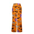 thumbnail image 6 of Domzest Halloween Pajama Pants for Women Drawstring Elastic Waisted Pumpkin Ghost Bat Graphic Sleepwear Wide Leg Cute Pj Bottoms Saffron S, 6 of 6