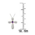 thumbnail image 3 of V3 Jewelry 925 Sterling Silver with Round Shape Natural Amethyst and White Zircon Cross Pendant with 18" Chain for Women, 3 of 3