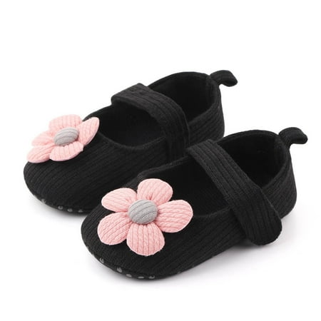 

Bnwani Eccor Shoes Child Wool Summer Shoes Infant Non-slip Knitted Flower Walking Shoes Black Size 13
