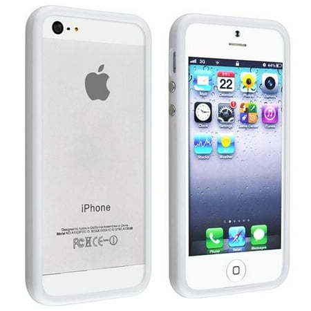 Insten Bumper TPU Case with Aluminum Button For Apple iPhone 5 / 5s, White