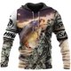 thumbnail image 3 of Nueva sudadera con capucha estampada en 3D con diseño de pesca de lucio en aguas profundas para hombres y mujeres, sudadera de moda de gran tamaño para entusiastas de la caza de peces, 3 of 5