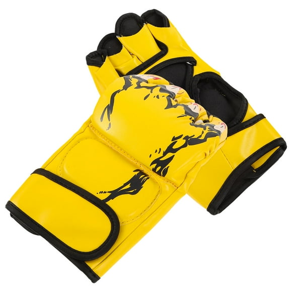 Minkissy Gants de Kickboxing Jaunes pour Entraînement des Mains en PU Durable et Éponge Adaptés pour Boxe Taekwondo Muay Thai Entraînements D\'entraînement Physique