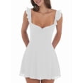 thumbnail image 3 of Women Y2k Mini Dress Ruffle Strap Short Formal Grad Dress Lace Up Backless A Line College Dresses White S, 3 of 7