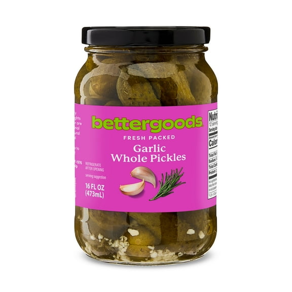 bettergoods Garlic Whole Pickles, 16 fl oz Jar