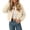 Beige, variant on Stand Collar Utility Jacket for Women, Full Zip Long Sleeve with Big Pockets, Casual Fall Winter Outerwear, 1 Piece, S-L