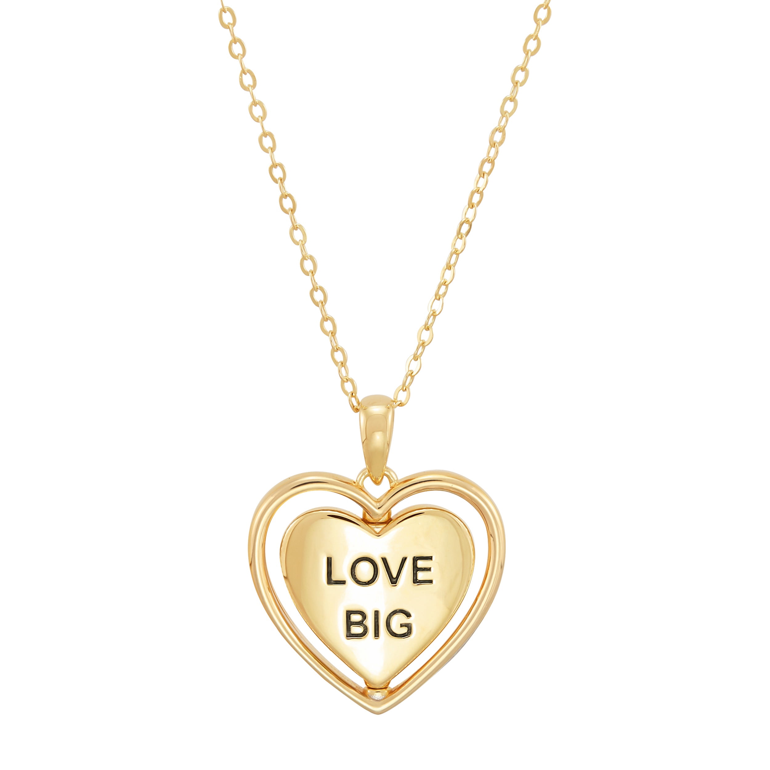 Brilliance Fine Jewelry Sterling Silver 14KT Gold Plated Spinning "Love" Heart Pendant Necklace, 20"