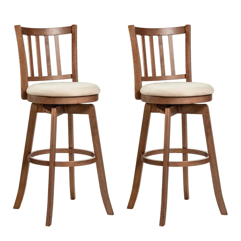 Kadyn 29 Inch 360° Swivel Counter Height Chairs Set of 2 Upholstered Chair with Seat Backrest for Kitchen Island Dining Room Home Bar, Brown