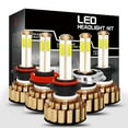 thumbnail image 2 of 2x 80W 4 sides G7 COB LED Car Headlight Bulbs 30000LM Hi-Low Beam 6000K, 2 of 15