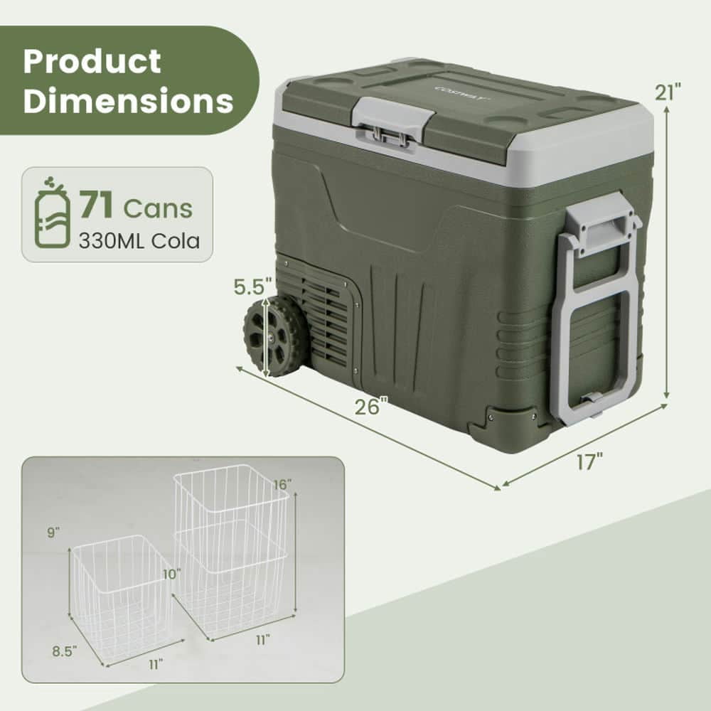 Spaco 12 Volt Car Refrigerator Portable Car Fridge with Adjustable Range, 50L Car Refrigerator, Green