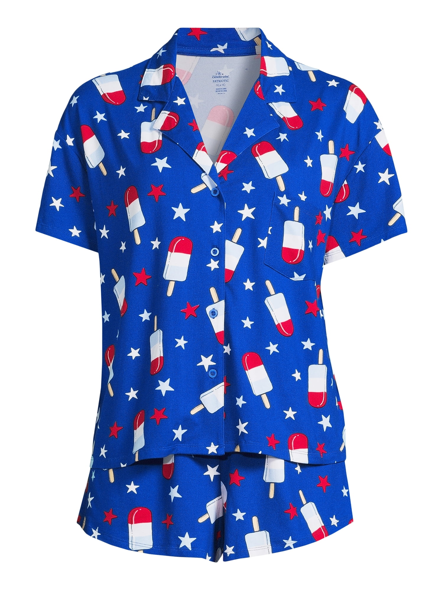 Way to Celebrate Women’s Americana Shorty Pajama Set, 2-Piece, Sizes XS to 3X
