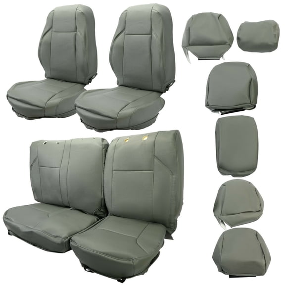Kojem Gray Artificial Leather Seat Covers Sets for 2016-2023 Toyota Tacoma Double Cab w/Manual Adjustable Driver seat