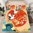thumbnail image 2 of Homewish Animal Crane Twin Sheet Sets 3pcs for Teens Boys Girls,Japanese Style Twin Fitted Sheet Microfiber,Oriental Ukiyoe Breathable Flat Sheet,Lightweight Room Decor, 2 of 7