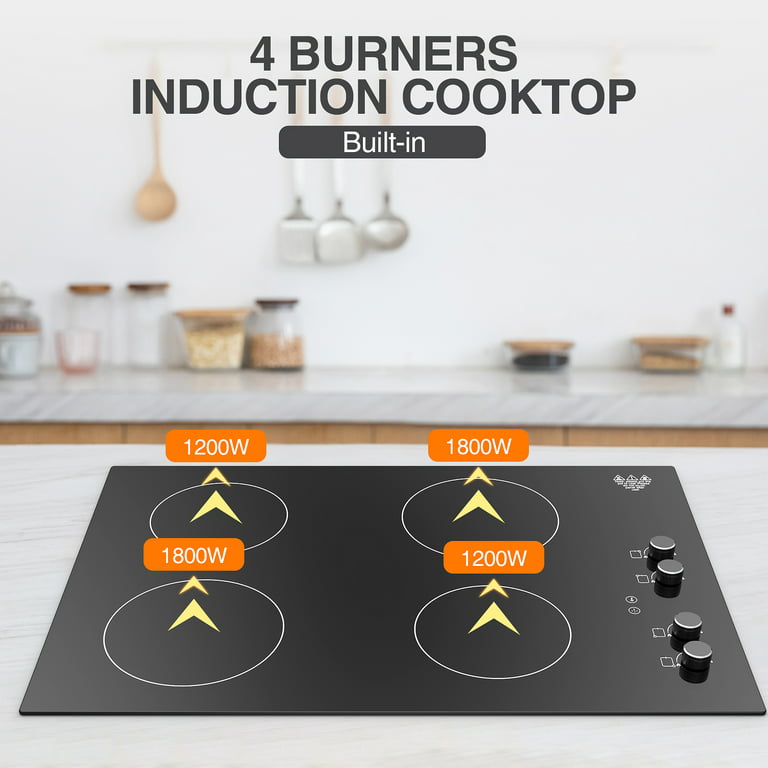 VBGK Induction Cooktop 30 inch 4 Burner Electric Stove 6000W Electric  Countertop Hot Plate for Cooking 240v, 99 Minutes Timer & Auto Shutdown  Induction Burner,Child Lock 
