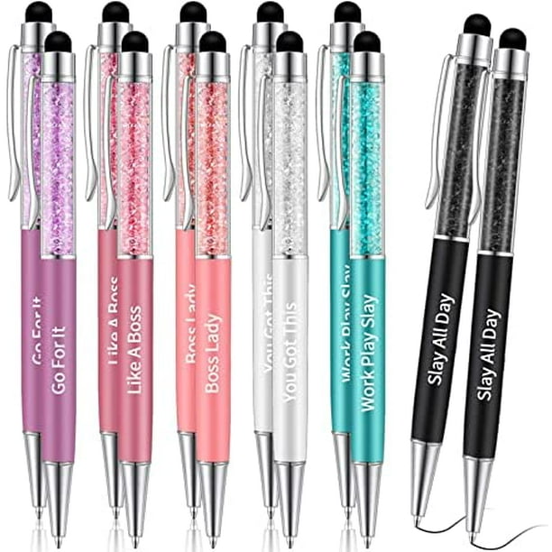 12 Pieces Christian Ballpoint Pens Snarky Office Pen Funny Ballpoint Pen  Crystal Pens Vibrant Inspirational Pen Quotes Pen Screen Touch Stylus Pen  for Colleague Co-Worker, Black Ink(Working Style) 