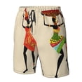 thumbnail image 3 of Wukai African Women Print Beach Trunks with Compression Liner Swimsuit Quick Dry Beach Sports Shorts with Pocket-X-Large, 3 of 8