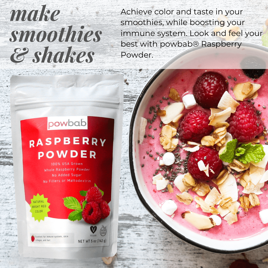 powbab Raspberry Powder - 100% USA Grown Organic Raspberry (5 oz)