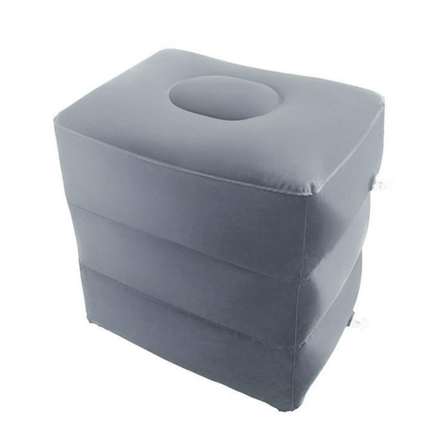 Reposapiés de viaje, almohada, taburete, 3 capas, cama, altura ajustable, inflable, para piernas Gris claro