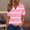 Pink, variant on YHAJDS Womens Half Sleeve Tops Short Sleeve V Neck Button Down Abstract Print Tee Casual Blouse