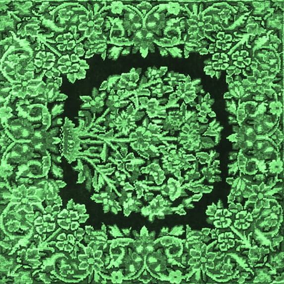 Ahgly Company Indoor Square Persian Emerald Green Traditional Area Rugs, 3' Square