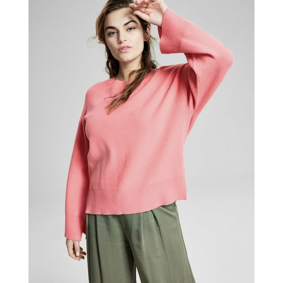 And Now This Women's Crewneck Split-Cuff Sweater Fresh Coral Size S