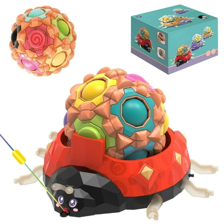 

Rainbow Magic Ball Ladybird Massage Rainbow Puzzle Ball with LED Light and Traction Rope Montessori Anti Stress Rainbow Ball Toy Educational Puzzle Ball Toy for Boys Girls Over 3 Years Old