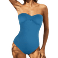 thumbnail image 2 of Hilor Womens Strapless One Piece Swimsuit Bandeau Bathing Suits Sexy Slimming Swimwear, 2 of 7
