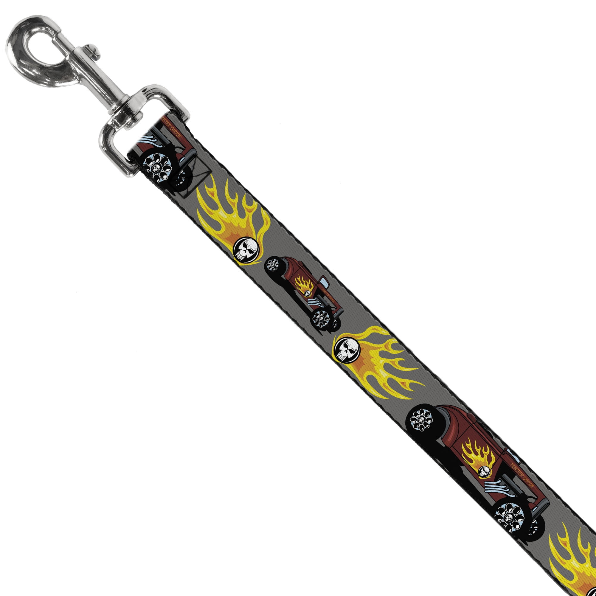 Buckle-Down Pet Leash, Dog Leash, Hot Rod Flame Skull, 6 Feet Long 1.0 Inch Wide