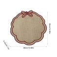 thumbnail image 3 of Linnome Flower Shaped Embroidered Linen Placemats, Bow Decor Heat Resistant Table Mats, Washable Stitched Insulation Plate Mats for Dining Table, Coffee Table Decor, 3 of 6