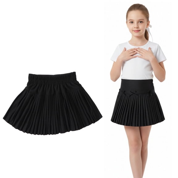 Girls' Uniform Skirt Adjustable Waist Pleated Skirts with Lining Shorts Back To School Outfits for Girls Tennis Skirts 5-6 Years