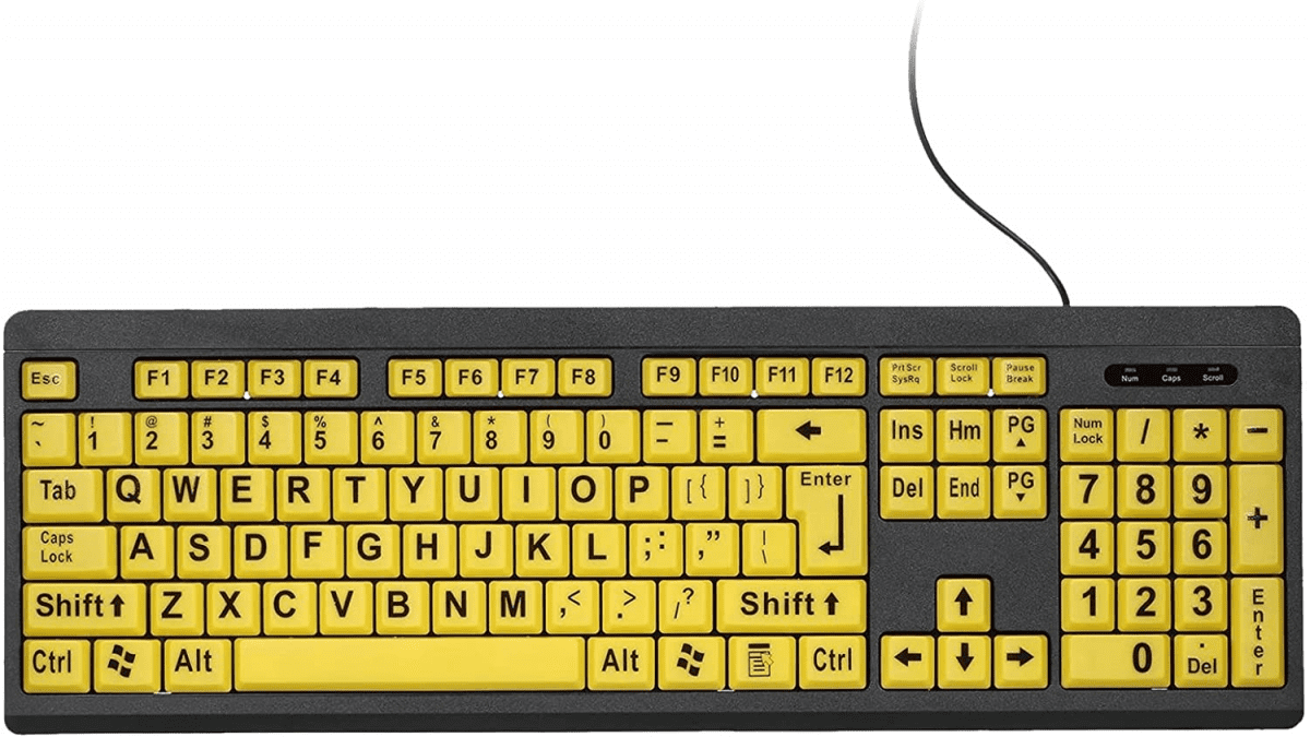 Wired USB Large Font Computer Keyboard for Low Vision Users High