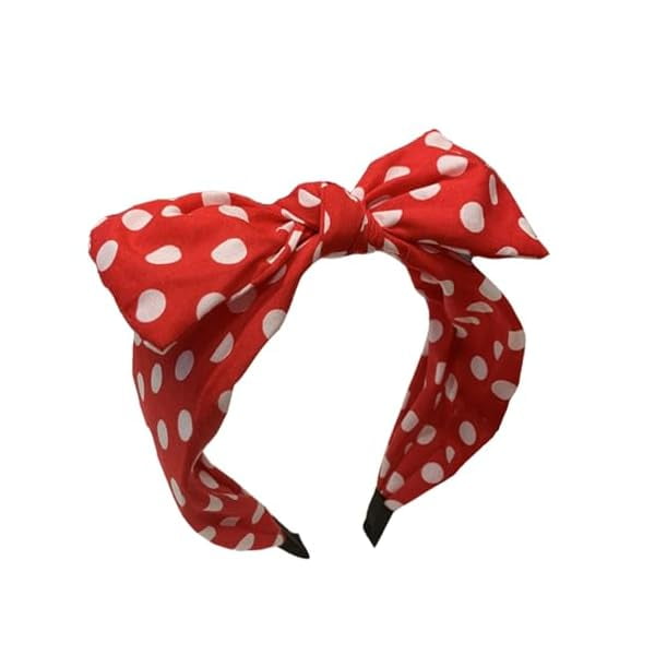 wonima44 Red Polka Dot Bow headbands for women 50s Outfit Accessories Halloween Bandana Headbands Retro Cute Red hair accessories (red)