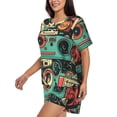 thumbnail image 3 of Womens Pajama Sets With Pocket, Retro Pop Art Collage Lounge Sets Short Sleeve Sleepwear PJ Sets for Women, 3 of 6